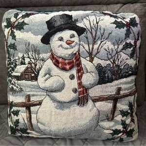 Martha Stewart Frosty the Snowman Christmas 16" Square Tapestry Throw Pillow A82